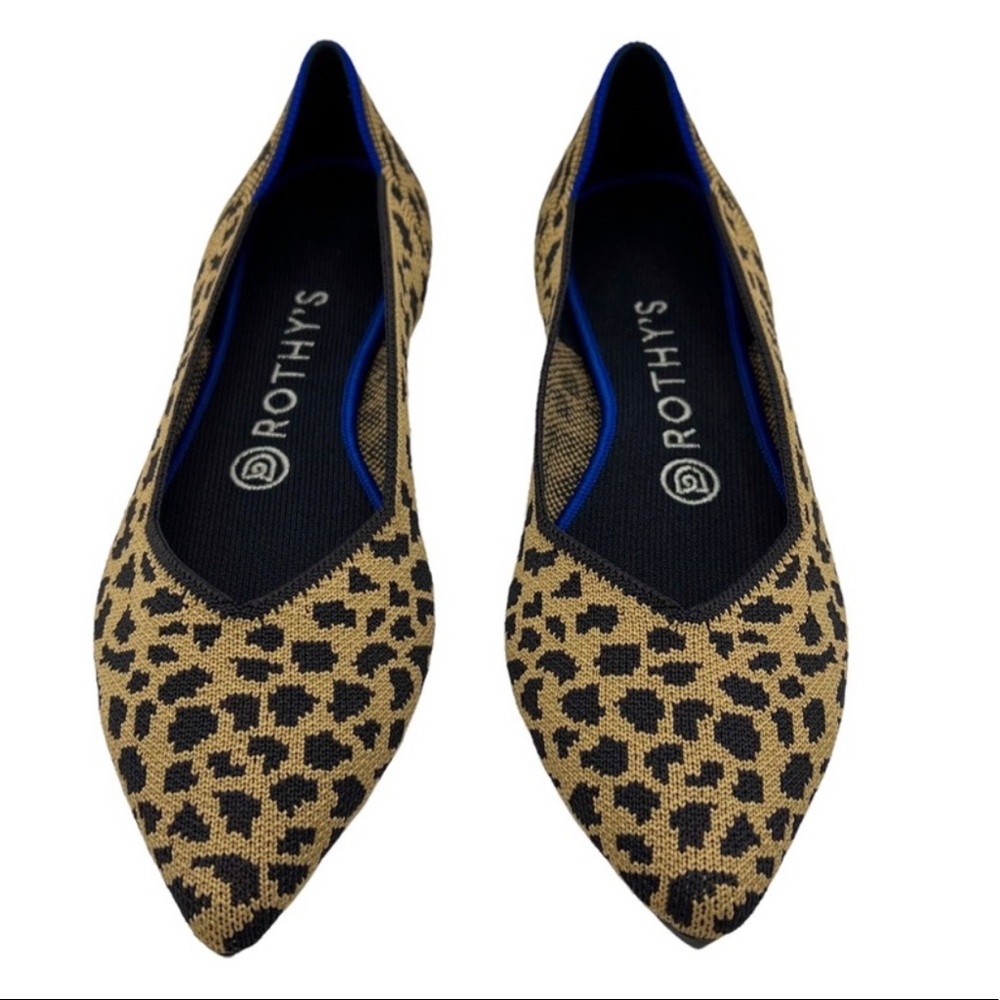 Rothy’s point flats in cheetah-retired print